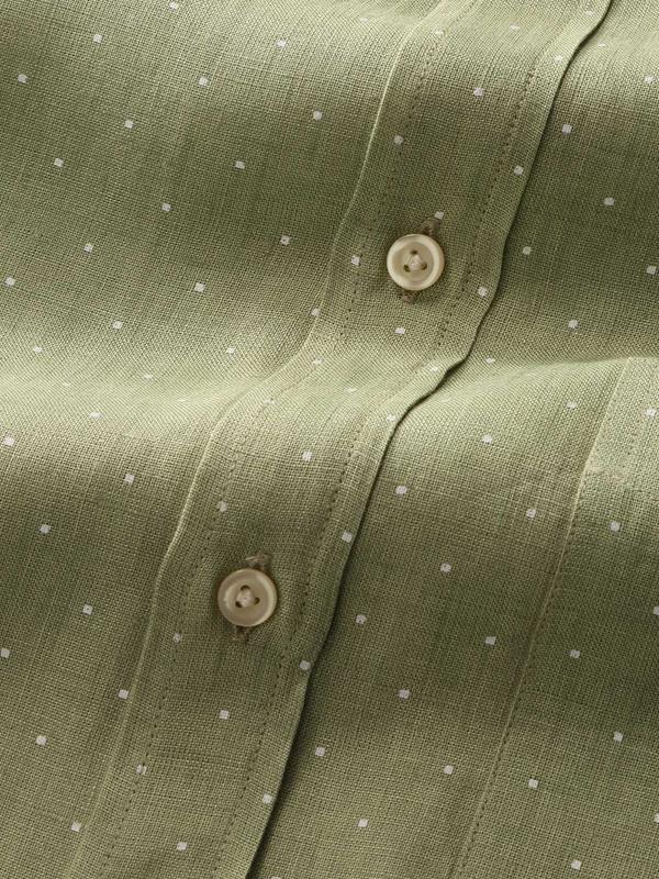 Praiano Mint Printed Full sleeve single cuff Classic Fit Semi Formal Linen Shirt