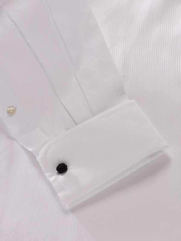 Raffaello White Striped Full sleeve double cuff Classic Fit Classic Formal Cotton Shirt