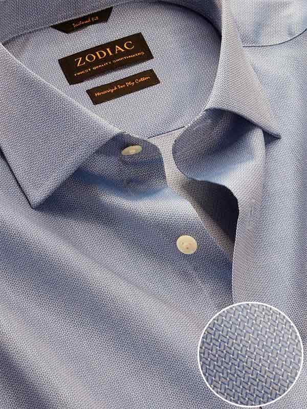 Roreto Blue Solid Full sleeve single cuff Classic Fit Semi Formal Cotton Shirt