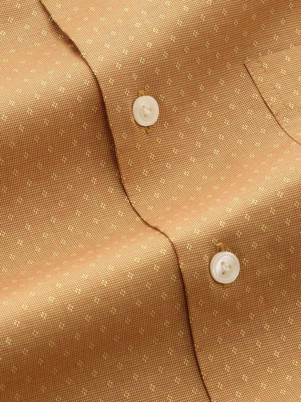 Savuto Ochre Solid Full sleeve single cuff Tailored Fit Semi Formal Dark Cotton Shirt