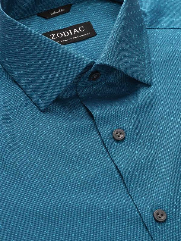 Savuto Turquoise Solid Full sleeve single cuff Tailored Fit Semi Formal Dark Cotton Shirt