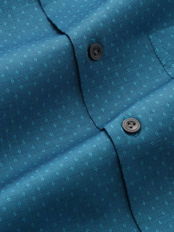 Savuto Turquoise Solid Full sleeve single cuff Classic Fit Semi Formal Dark Cotton Shirt