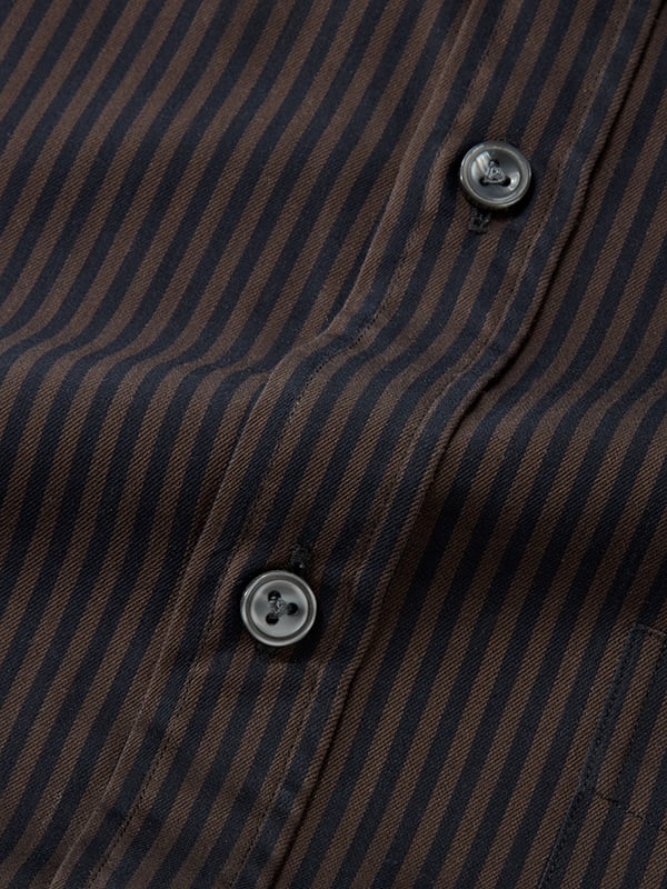 Savuto Brown Striped Full Sleeve Single Cuff Classic Fit Semi Formal Dark Cotton Shirt