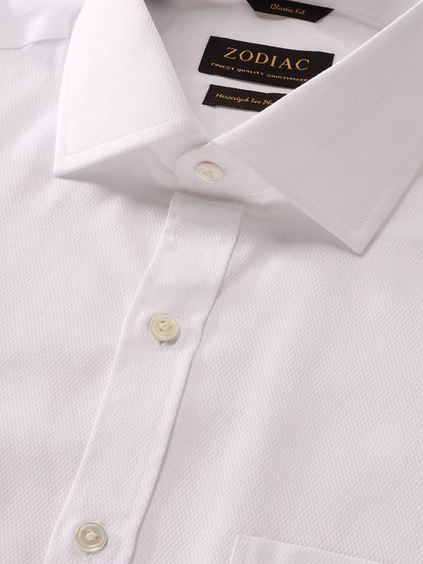 Tramonti White Check Full sleeve single cuff Classic Fit Classic Formal Cotton Shirt
