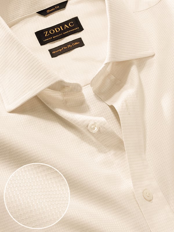 Tramonti Cream Solid Full Sleeve Single Cuff Classic Fit Classic Formal Cotton Shirt
