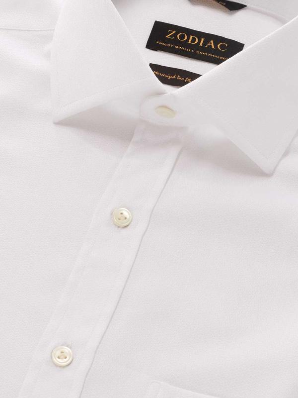 Tramonti White Solid Full sleeve single cuff Classic Fit Classic Formal Cotton Shirt