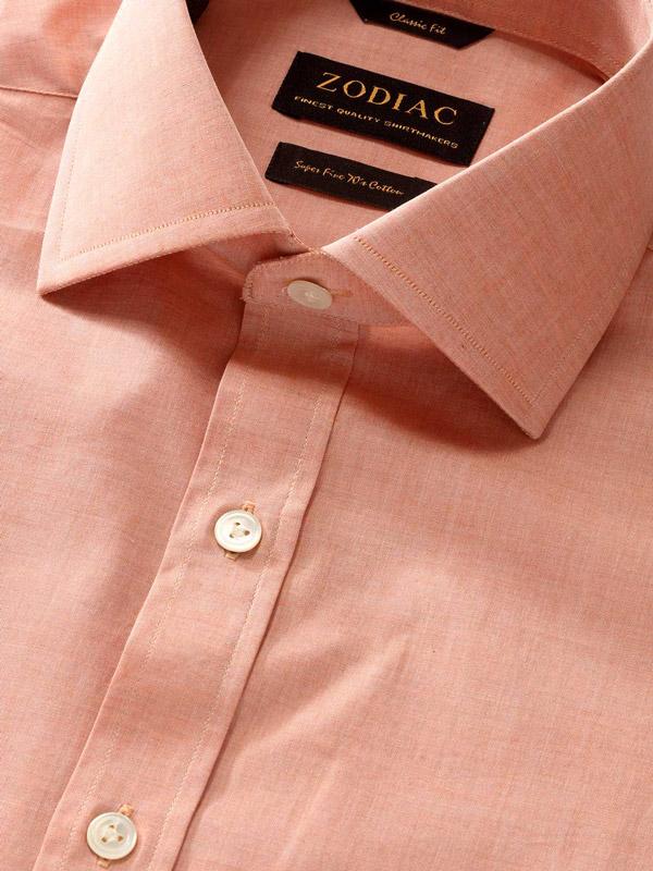 Venete  Orange Solid Half Sleeve Classic Fit Semi Formal Super Fine Cotton Shirt