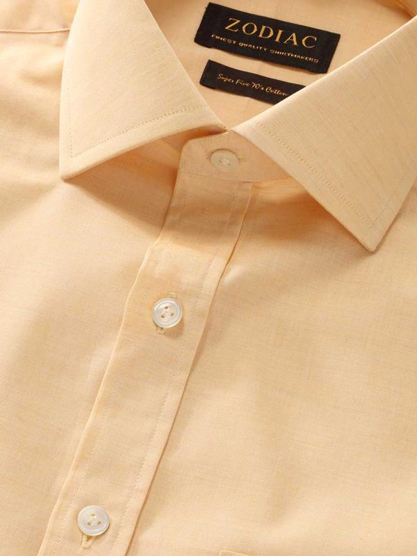 Venete  Yellow Solid Half sleeve Classic Fit Semi Formal Cotton Shirt