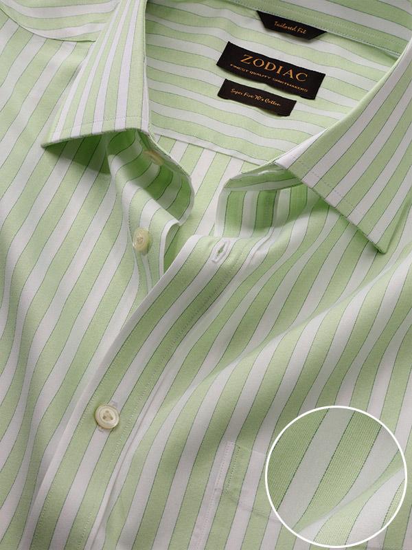 Venete  Mint Striped Half sleeve Classic Fit Semi Formal Cotton Shirt
