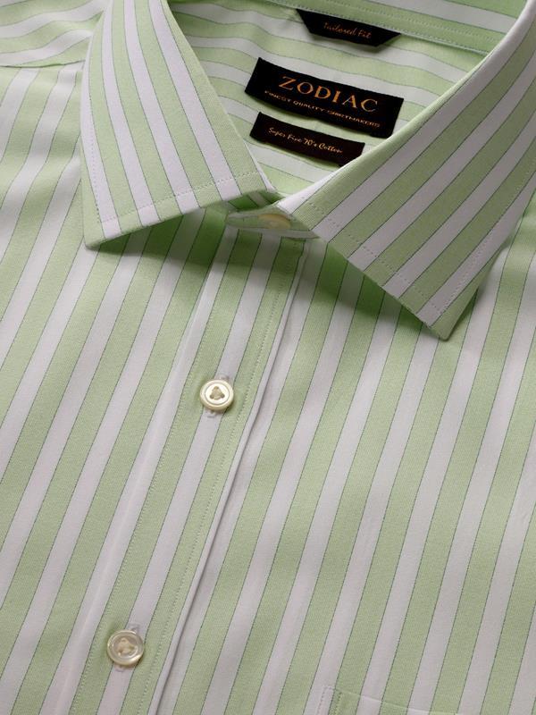 Venete  Mint Striped Half sleeve Classic Fit Semi Formal Cotton Shirt