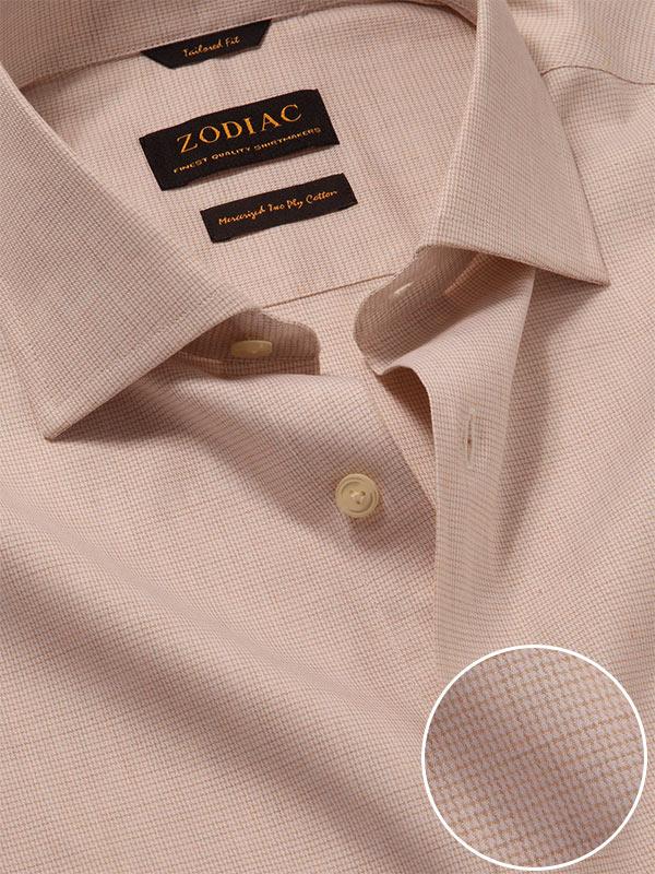 Venete  Cream Melange Full sleeve single cuff Tailored Fit Semi Formal Cotton Shirt