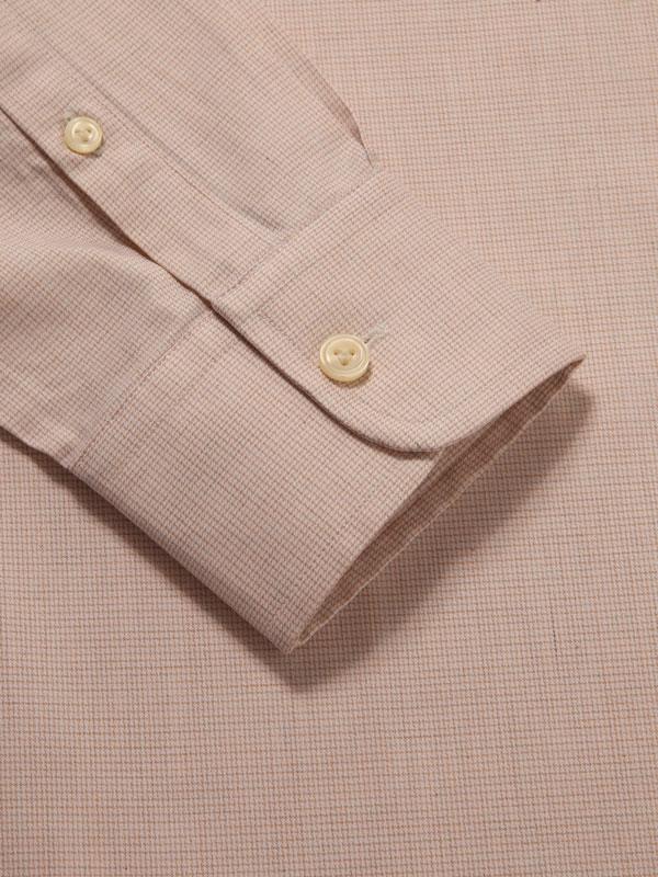 Venete  Cream Melange Full sleeve single cuff Tailored Fit Semi Formal Cotton Shirt
