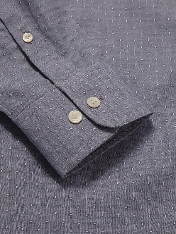 Vercelli Blue Solid Full sleeve single cuff Tailored Fit Semi Formal Cotton Shirt