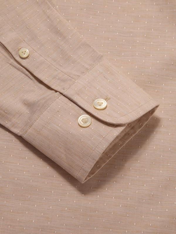 Vercelli Sand Solid Full sleeve single cuff Tailored Fit Semi Formal Cotton Shirt