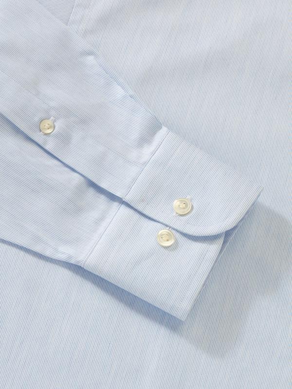 Vercelli Sky Striped Full sleeve single cuff Tailored Fit Semi Formal Cotton Shirt