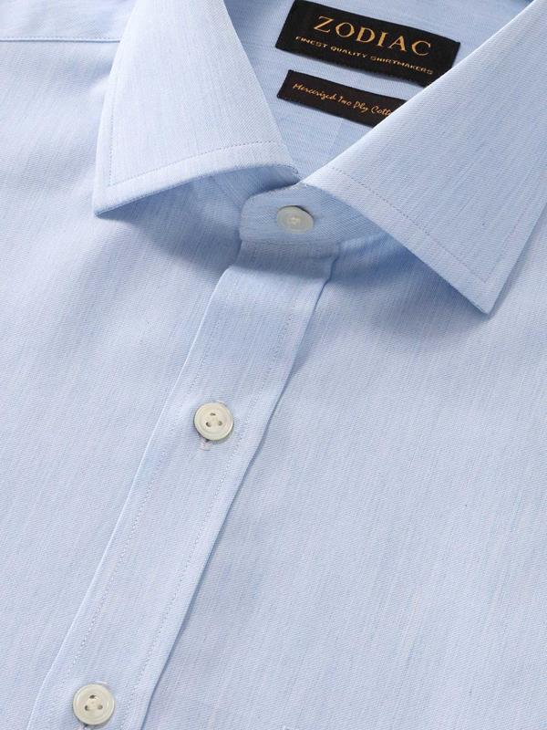 Vercelli Sky Solid Full sleeve single cuff Classic Fit Semi Formal Cotton Shirt