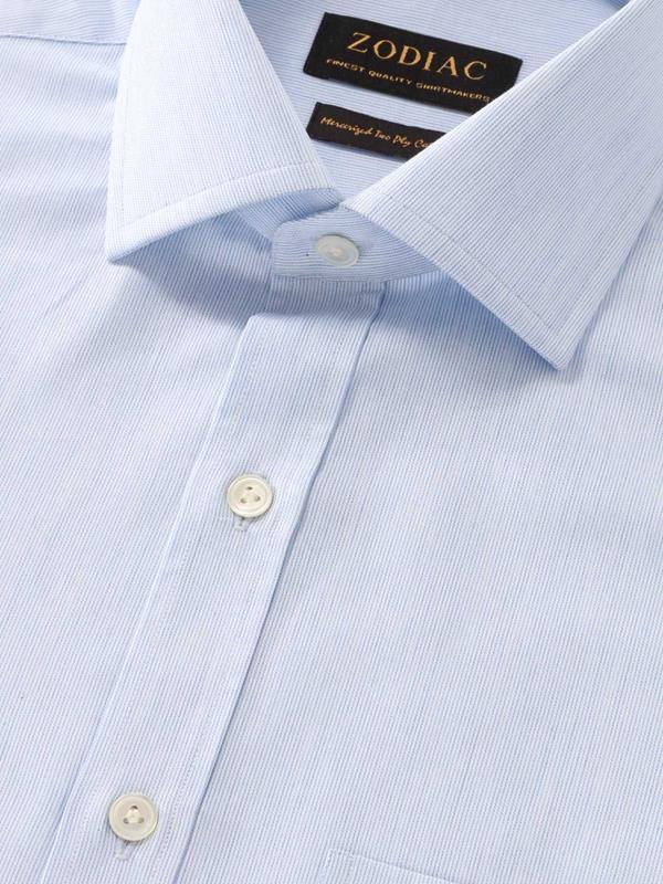 Vercelli Sky Striped Full sleeve single cuff Classic Fit Semi Formal Cut away collar Cotton Shirt