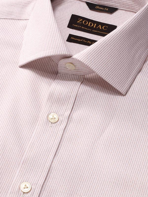 Vercelli Sand Striped Full sleeve single cuff Classic Fit Semi Formal Cotton Shirt