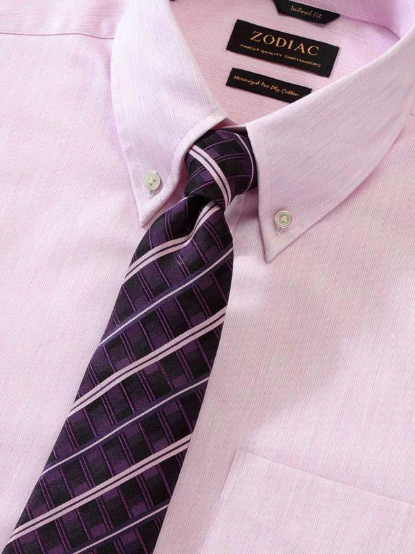 Vercelli Pink Striped Full sleeve single cuff Tailored Fit Semi Formal Cotton Shirt