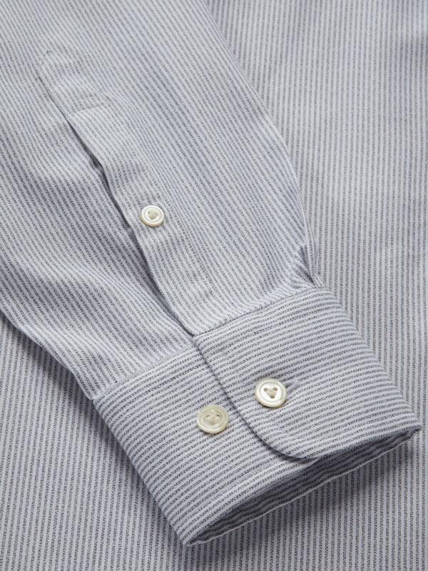 Vercelli Light Grey Striped Full sleeve single cuff Tailored Fit Semi Formal Cotton Shirt