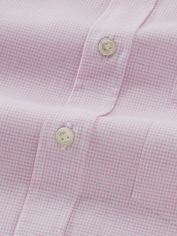 Vercelli Pink Check Full Sleeve Single Cuff Classic Fit Semi Formal Cotton Shirt