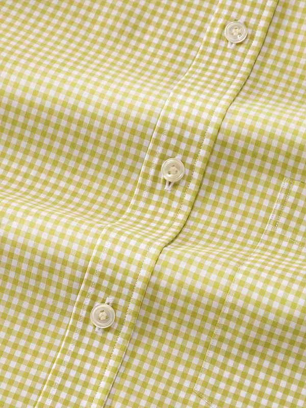 Vivace Lime Check Full sleeve single cuff Tailored Fit Semi Formal Cotton Shirt