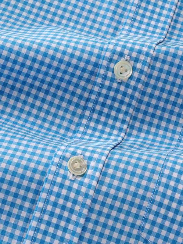 Vivace Blue Check Full sleeve single cuff Classic Fit Semi Formal Cotton Shirt