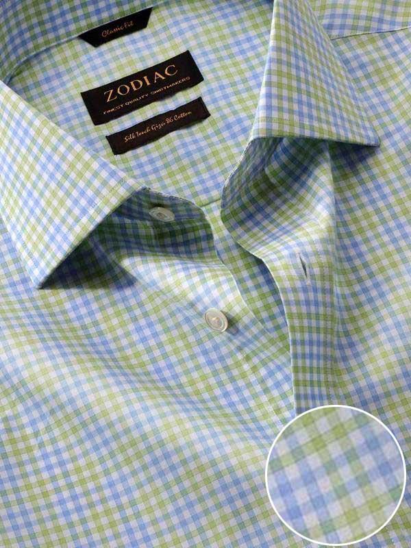 Vivace Mint Check Full sleeve single cuff Classic Fit Semi Formal Cotton Shirt