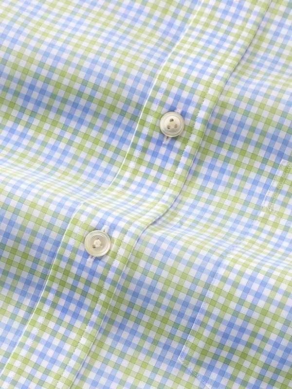 Vivace Mint Check Full sleeve single cuff Classic Fit Semi Formal Cotton Shirt