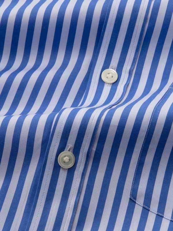 Vivace Blue Striped Full sleeve single cuff Classic Fit Semi Formal Cotton Shirt