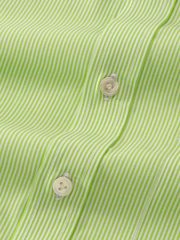 Vivace Mint Striped Full sleeve single cuff Classic Fit Semi Formal Cotton Shirt