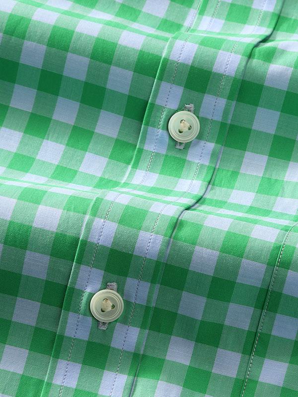 Vivace Green Check Full sleeve single cuff Classic Fit Semi Formal Cotton Shirt