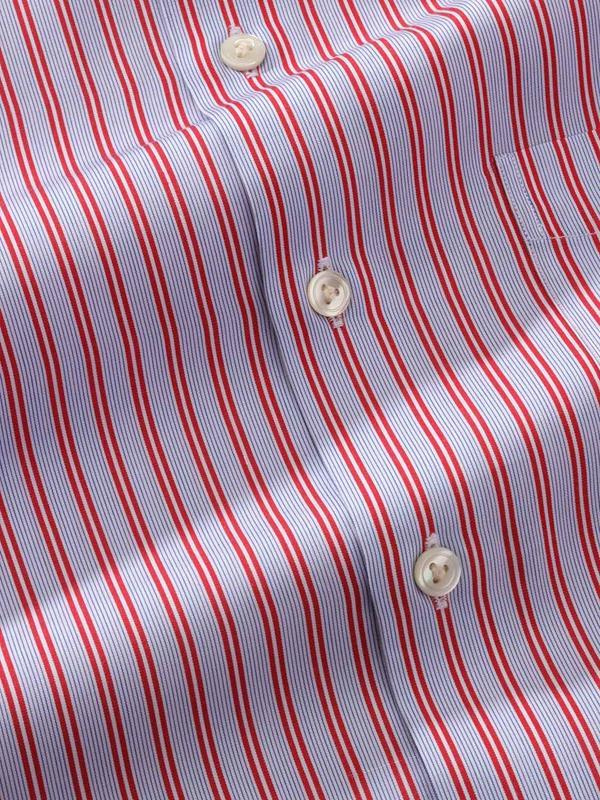 Vivace Red Striped single cuff Tailored Fit Semi Formal Cotton Shirt