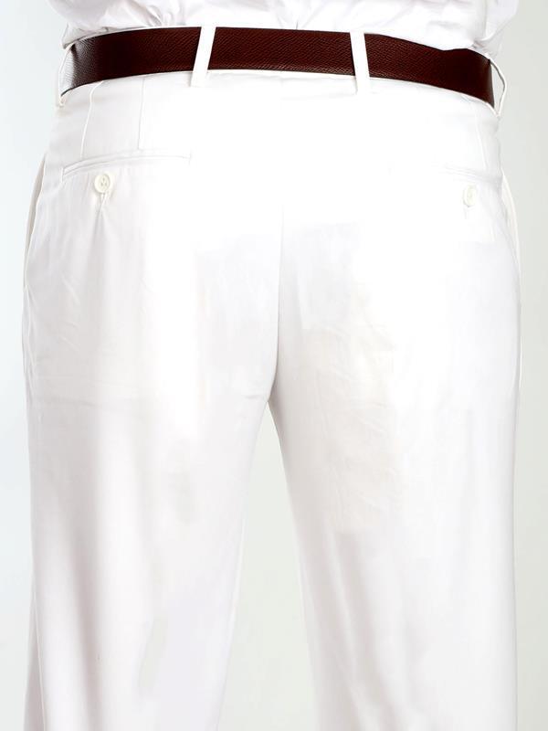 Mantova White Tailored Fit Cotton Trousers