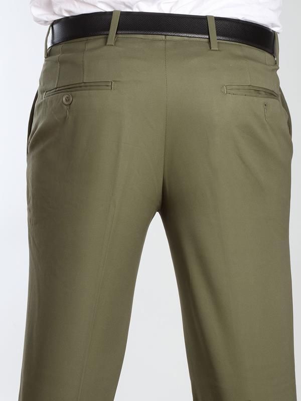 Mantova Olive Tailored Fit Cotton Trousers