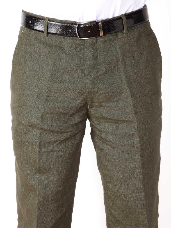 Positano Olive Classic Fit Linen Trousers