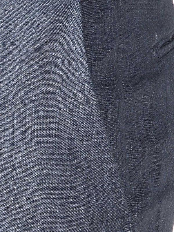 Positano Navy Classic Fit Linen Trousers