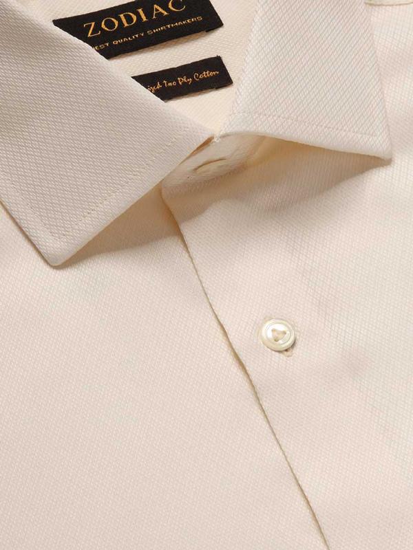 Antonello Cream Solid single cuff Tailored Fit Classic Formal Cotton Shirt