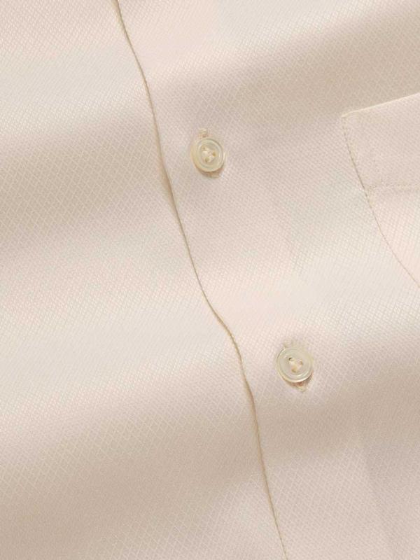 Antonello Cream Solid single cuff Tailored Fit Classic Formal Cotton Shirt