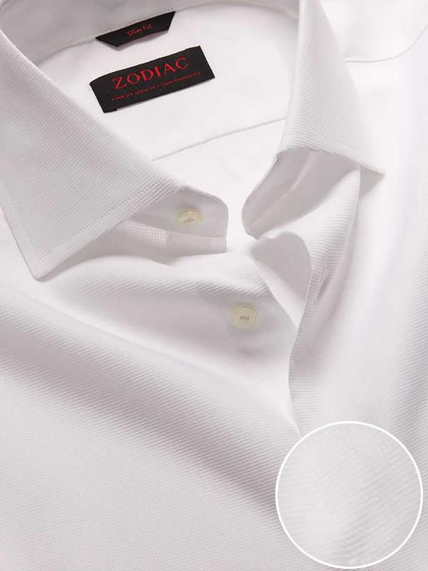 Cascia White Check Full sleeve single cuff Slim Fit Classic Formal Cotton Shirt