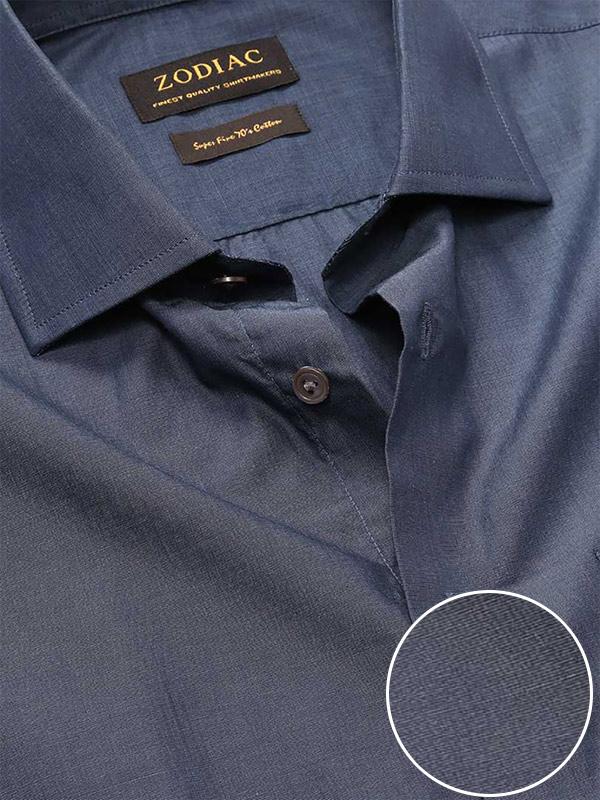 Fil A Fil Navy Solid Full sleeve single cuff Classic Fit Semi Formal Dark Cotton Shirt