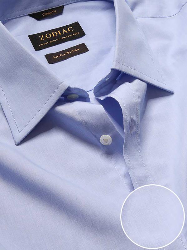 Fil A Fil Sky Solid Full sleeve single cuff Classic Fit Classic Formal Cotton Shirt