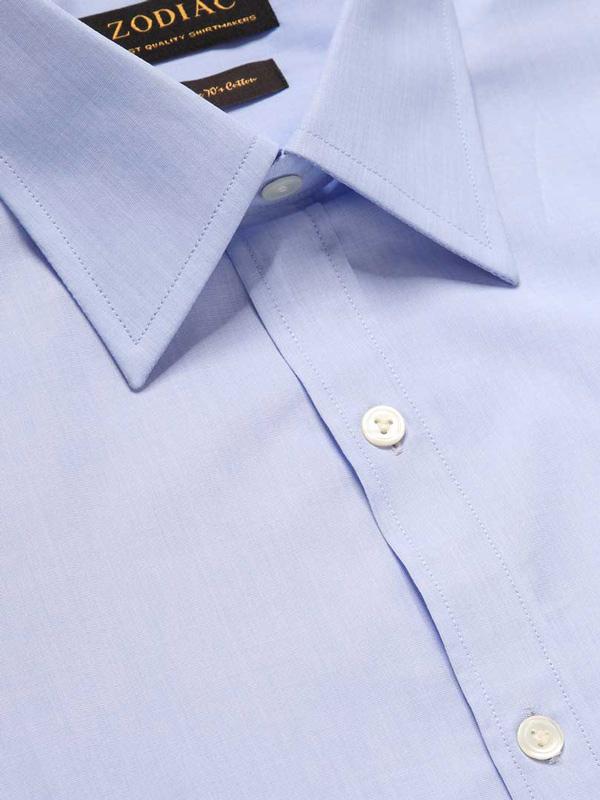 Fil A Fil Sky Solid Full sleeve single cuff Classic Fit Classic Formal Cotton Shirt