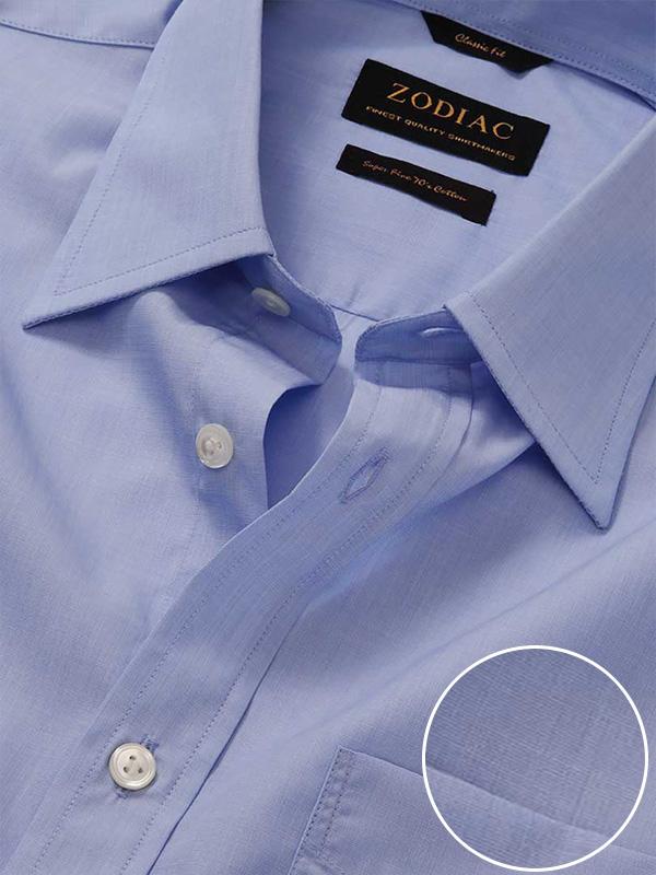 Fil A Fil Sky Solid Half sleeve Classic Fit Classic Formal Cotton Shirt