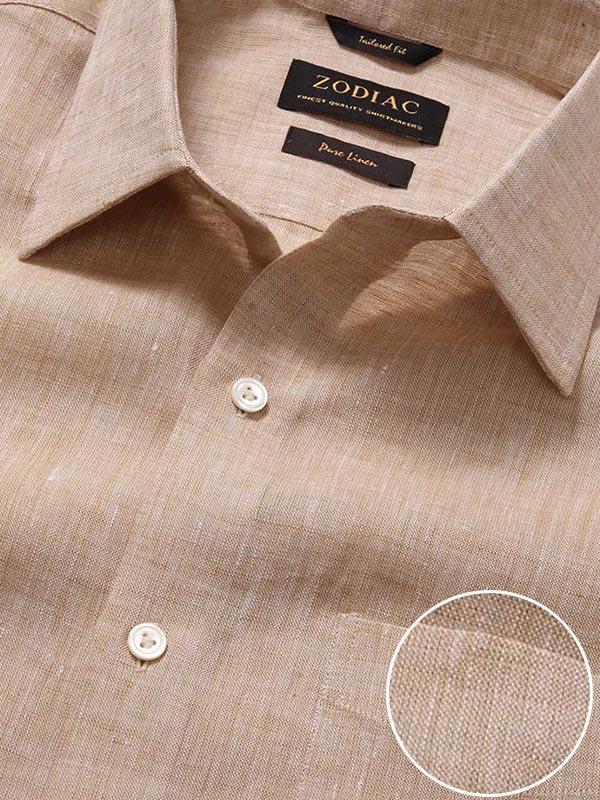 Positano Sand Solid Half sleeve Tailored Fit Semi Formal Linen Shirt
