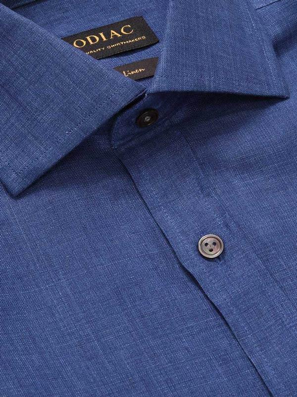 Praiano Royal Solid Full sleeve single cuff Classic Fit Semi Formal Linen Shirt