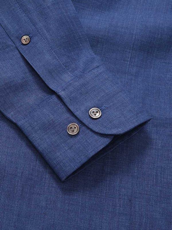 Praiano Royal Solid Full sleeve single cuff Classic Fit Semi Formal Linen Shirt
