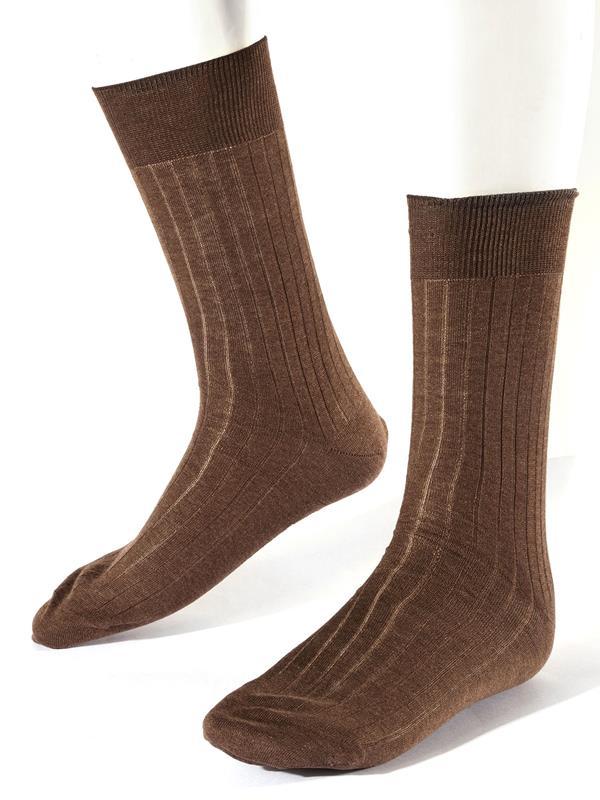 Moderena Melange Brown Rib Cotton Socks