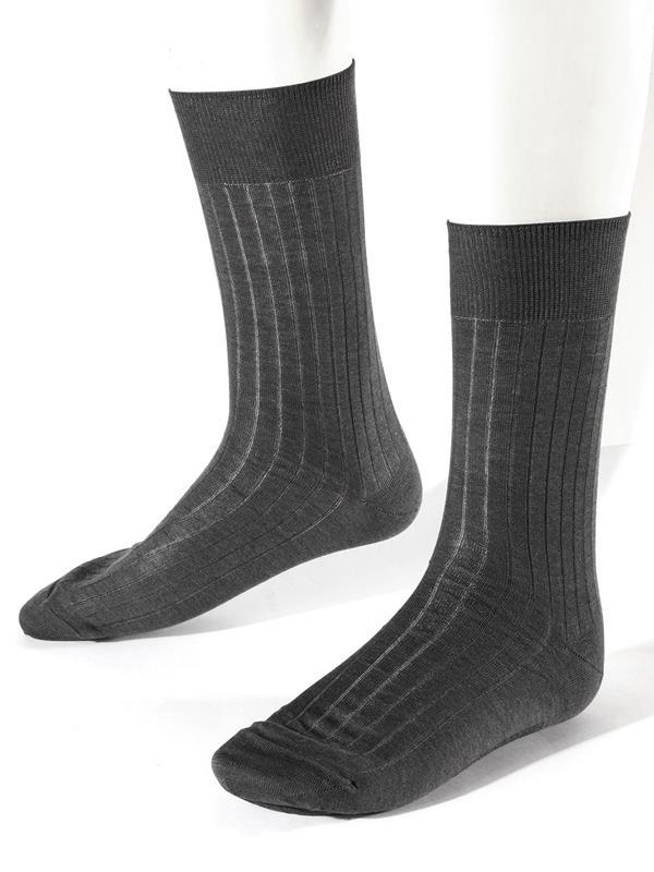 Moderena Melange Dark Grey Rib Cotton Socks