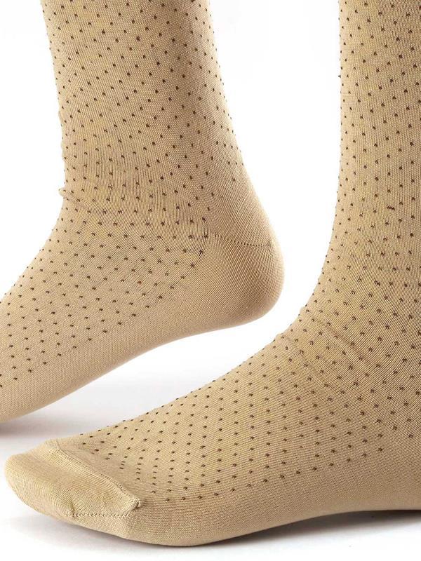 Micro Dot Beige  Cotton Socks